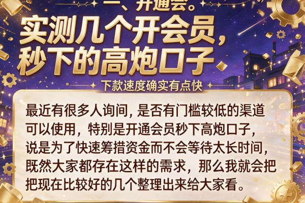 实测几个开会员秒下的高炮口子，下款速度确实有点快