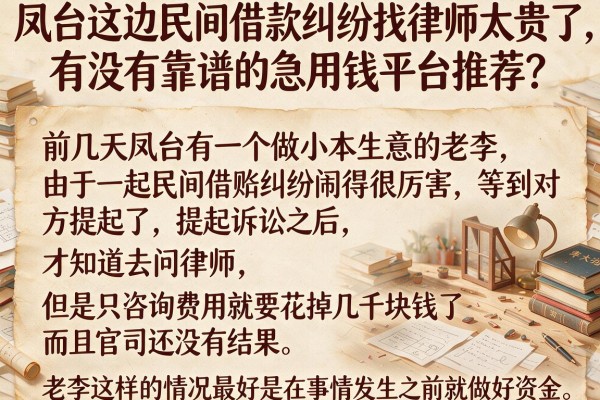凤台这边民间借款纠纷找律师太贵了,有没有靠谱的急用钱平台推荐?