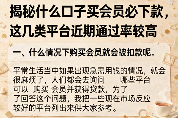 揭秘什么口子买会员必下款，这几类平台近期通过率较高