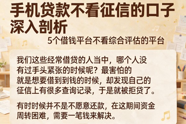 手机贷款不看征信的口子，深入剖析5个借钱平台不看综合评估的平台