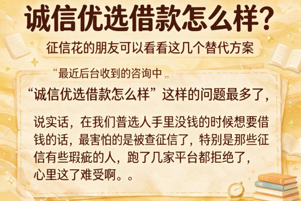 诚信优选借款怎么样？征信花的朋友可以看看这几个替代方案