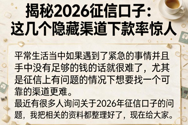 揭秘2026征信口子:这几个隐藏渠道下款率惊人