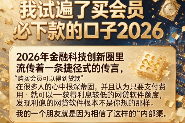 我试遍了买会员必下款的口子2026，发现利息低的网贷软件根本不是你想的那样