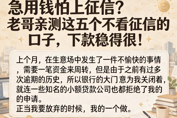 急用钱怕上征信？老哥亲测这五个不看征信的口子，下款稳得很！