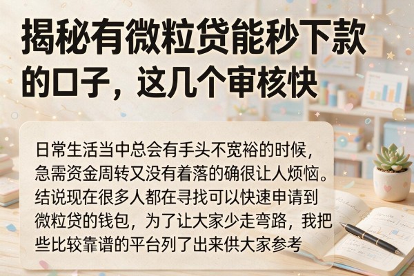 揭秘有微粒贷能秒下款的口子，这几个审核快