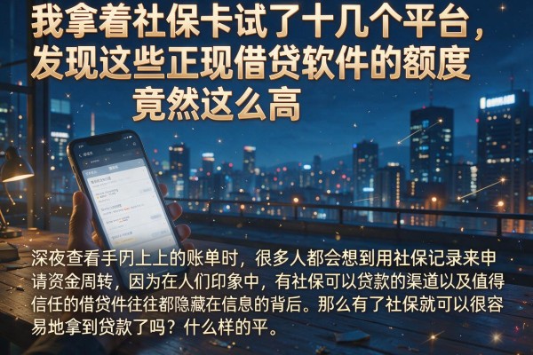 我拿着社保卡试了十几个平台，发现这些正规借贷软件的额度竟然这么高