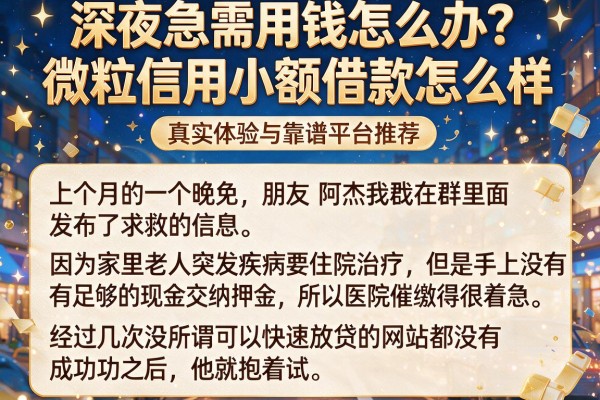 深夜急需用钱怎么办？微粒信用小额借款怎么样，真实体验与靠谱平台推荐