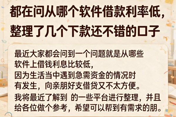 都在问从哪个软件借款利率低，整理了几个下款还不错的口子