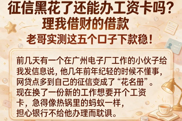 征信黑花了还能办工资卡吗？老哥实测这五个口子下款稳！