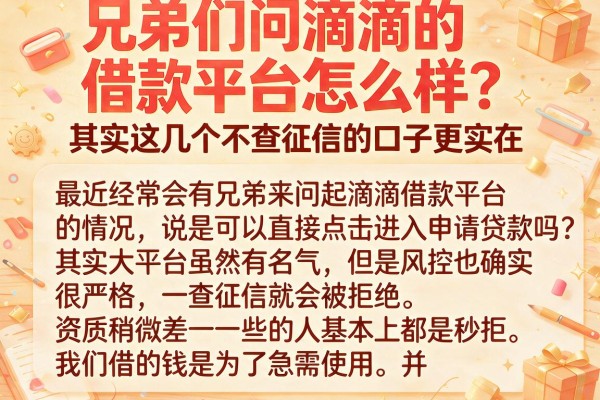 兄弟们问滴滴的借款平台怎么样，其实这几个不查征信的口子更实在