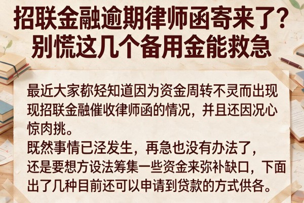 招联金融逾期律师函寄来了？别慌这几个备用金能救急