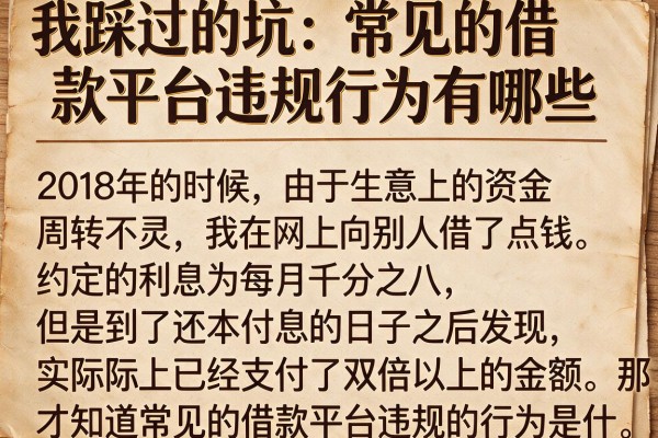 我踩过的坑：常见的借款平台违规行为有哪些