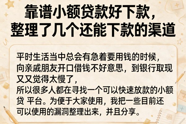 靠谱小额贷款好下款，整理了几个还能下款的渠道