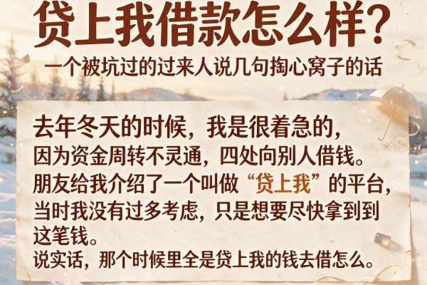 贷上我借款怎么样？一个被坑过的过来人说几句掏心窝子的话
