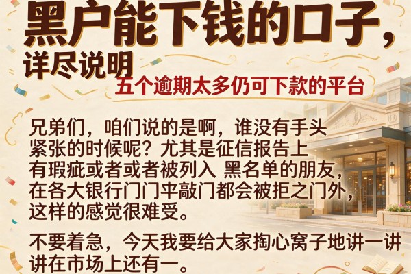 黑户能下钱的口子，详尽说明五个逾期太多仍可下款的平台