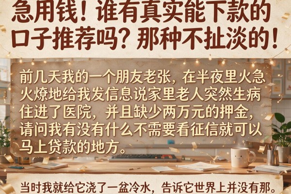 急用钱！谁有真实能下款的口子推荐吗？那种不扯淡的！
