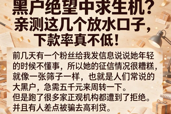 黑户绝望中求生机？亲测这几个放水口子，下款率真不低！