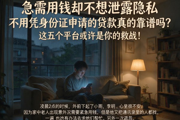急需用钱却不想泄露隐私？不用凭身份证申请的贷款真的靠谱吗？这五个平台或许是你的救星！