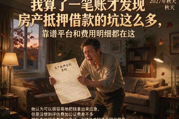 我算了一笔账才发现房产抵押借款的坑这么多，靠谱平台和费用明细都在这