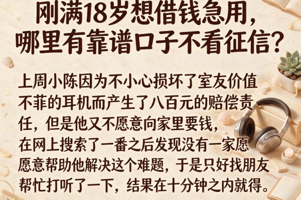 刚满18岁想借钱急用，哪里有靠谱口子不看征信？