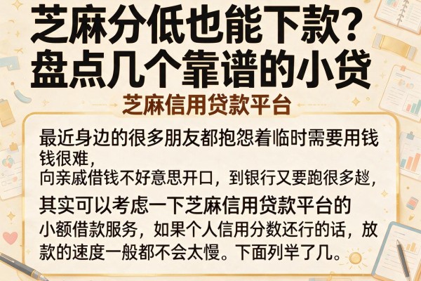 芝麻分低也能下款？盘点几个靠谱的小贷芝麻信用贷款平台