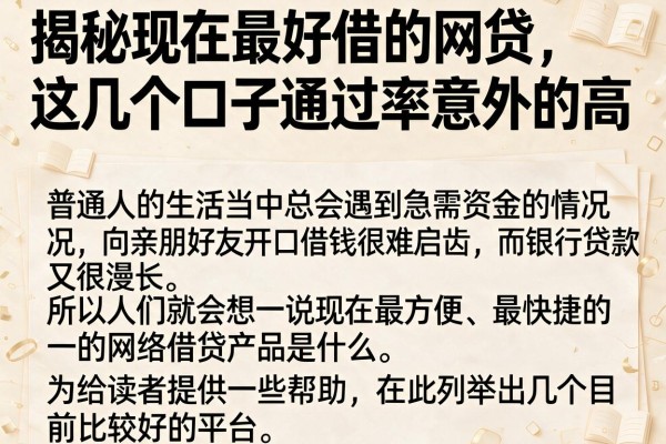 揭秘现在最好借的网贷，这几个口子通过率意外的高