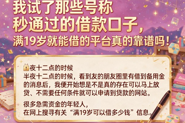 我试了那些号称秒通过的借款口子，满19岁就能借的平台真的靠谱吗