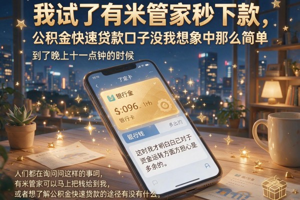 我试了有米管家秒下款,发现公积金快速贷款口子没我想象中那么简单
