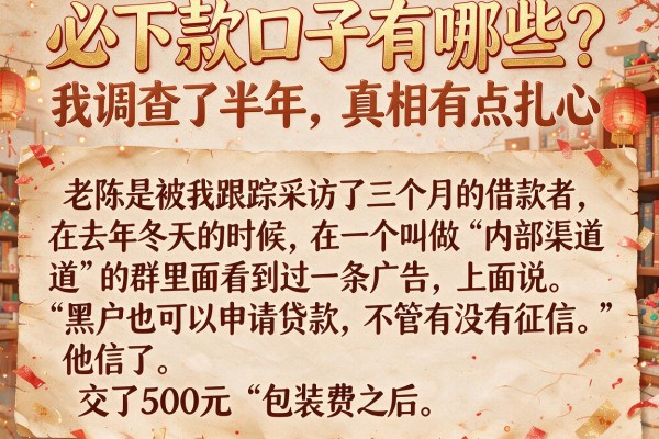 必下款口子有哪些？我调查了半年，真相有点扎心