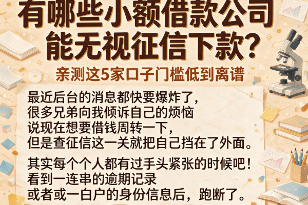 有哪些小额借款公司能无视征信下款？亲测这5家口子门槛低到离谱