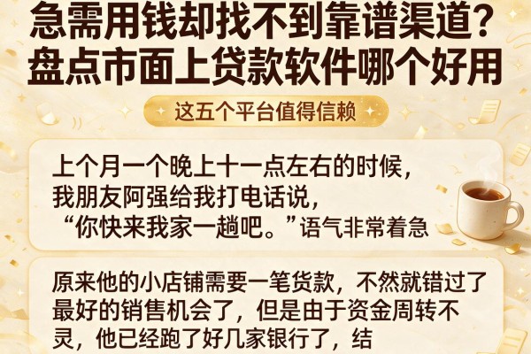 急需用钱却找不到靠谱渠道？盘点市面上贷款软件哪个好用，这五个平台值得信赖
