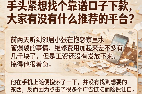 手头紧想找个靠谱口子下款,大家有没有什么推荐的平台?