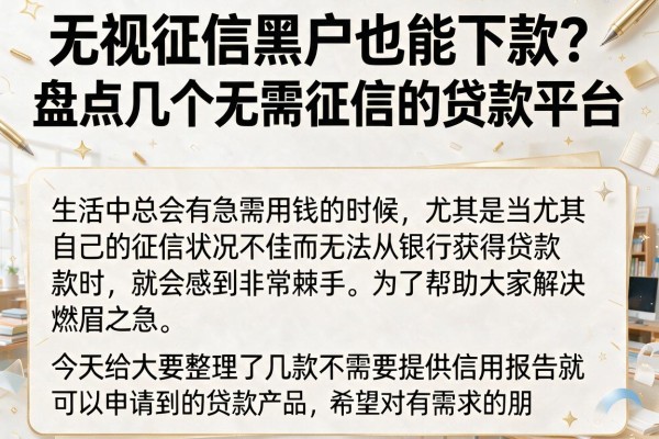 无视征信黑户也能下款？盘点几个无需征信的贷款平台