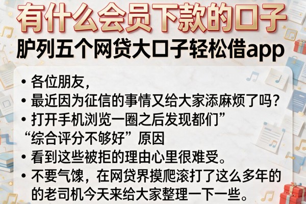 有什么会员下款的口子，胪列五个网贷大口子轻松借app