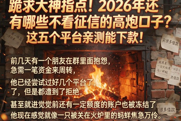 跪求大神指点！2026年还有哪些不看征信的高炮口子？这五个平台亲测能下款！