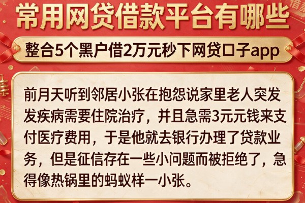 常用网贷借款平台有哪些，整合5个黑户借2万元秒下网贷口子app