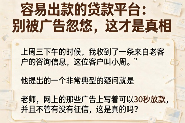 容易出款的贷款平台：别被广告忽悠，这才是真相