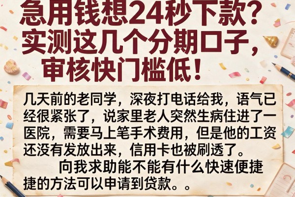急用钱想24秒下款？实测这几个分期口子，审核快门槛低！