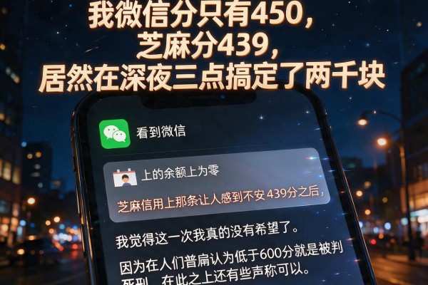 我微信分只有450，芝麻分439，居然在深夜三点搞定了两千块