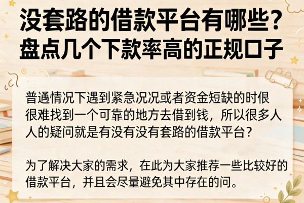 没套路的借款平台有哪些？盘点几个下款率高的正规口子