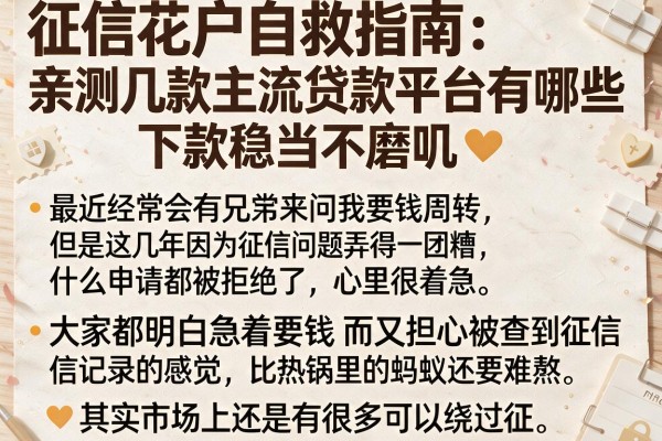 征信花户自救指南：亲测几款主流贷款平台有哪些，下款稳当不磨叽