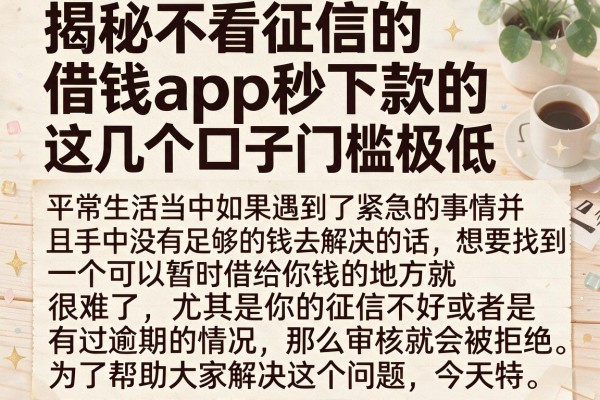 揭秘不看征信的借钱app秒下款的，这几个口子门槛极低