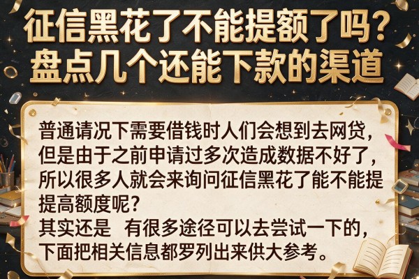 征信黑花了不能提额了吗？盘点几个还能下款的渠道