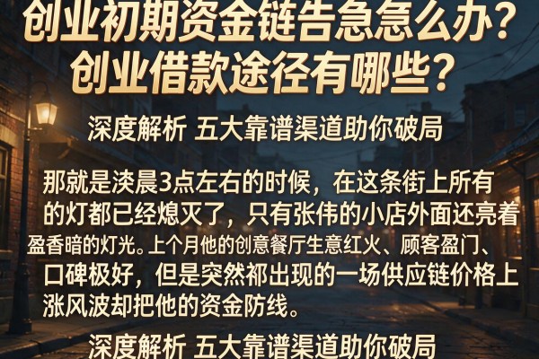 创业初期资金链告急怎么办？创业借款途径有哪些？深度解析五大靠谱渠道助你破局