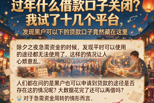 过年什么借款口子关闭?我试了十几个平台,发现黑户可以下的贷款口子竟然藏在这里