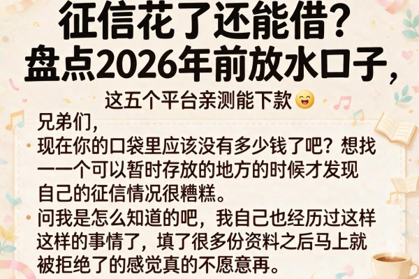 征信花了还能借?盘点2026年前放水口子,这五个平台亲测能下款