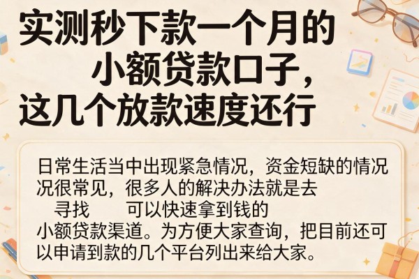 实测秒下款一个月的小额贷款口子，这几个放款速度还行