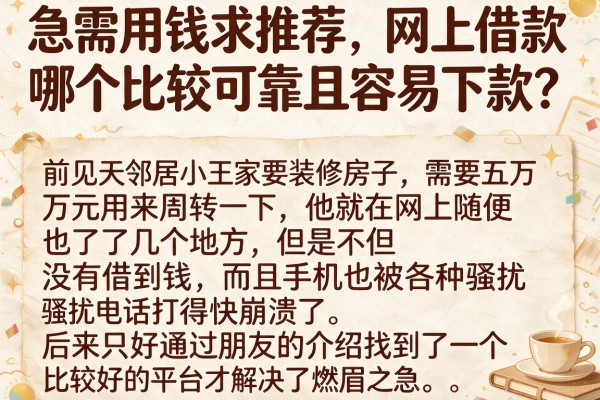 急需用钱求推荐，网上借款哪个比较可靠且容易下款？