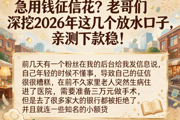 急用钱征信花？老哥们深挖2026年这几个放水口子，亲测下款稳！