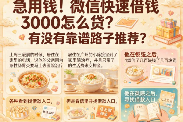 急用钱！微信快速借钱3000怎么贷？有没有靠谱路子推荐？